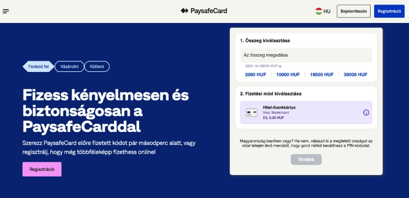 Paysafecard homepage